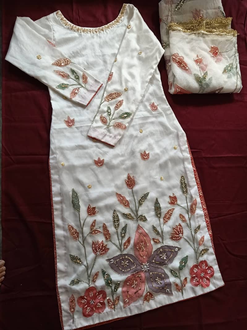 Hand painted and embellished orgenza duppata and dresses 12