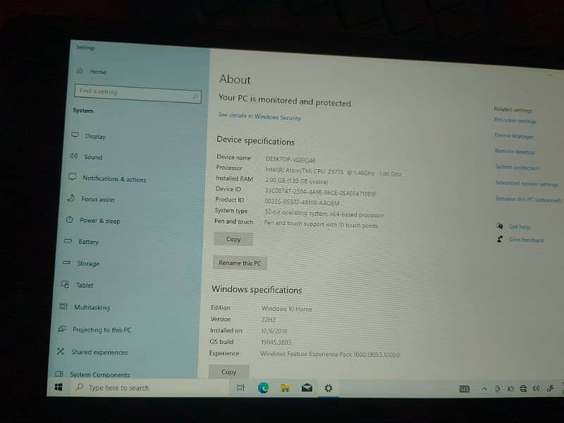 ASUS 2GB RAM 64GB ROM windows 10 operating system 8