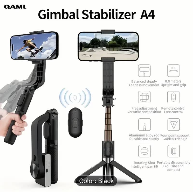 QAML Head Stabilizer Tripod, USB Charging, ABS Material, 270° Swivel 0