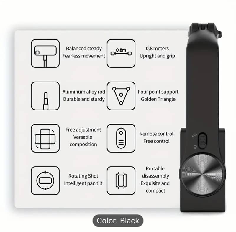 QAML Head Stabilizer Tripod, USB Charging, ABS Material, 270° Swivel 3