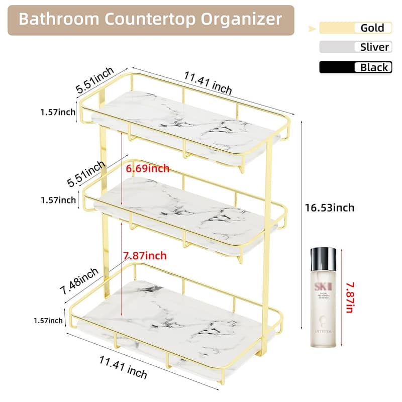 3 Layers Luxury Design Free Standing Shelf Makeup Organizer. 2
