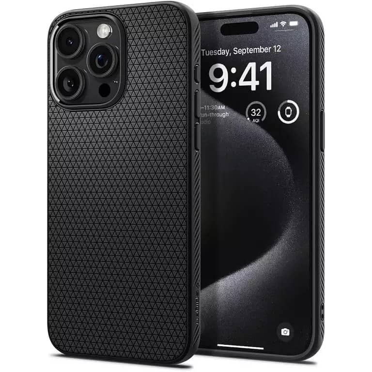 Spigen Liquid Case for iPhone 15 Pro Max – Matte Black – Gently Used 0