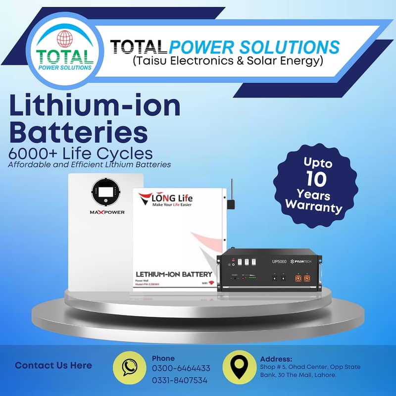 Lithium-Ion Batteries | Maxpower solarmax Longpower Pylontech | 100ah 0