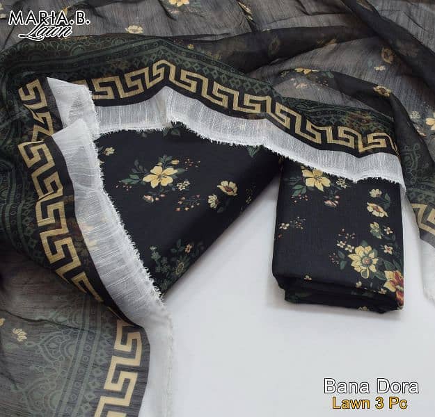 Fabric: Lawn Bandora Silk 3pc *MARIA B* Collection 0