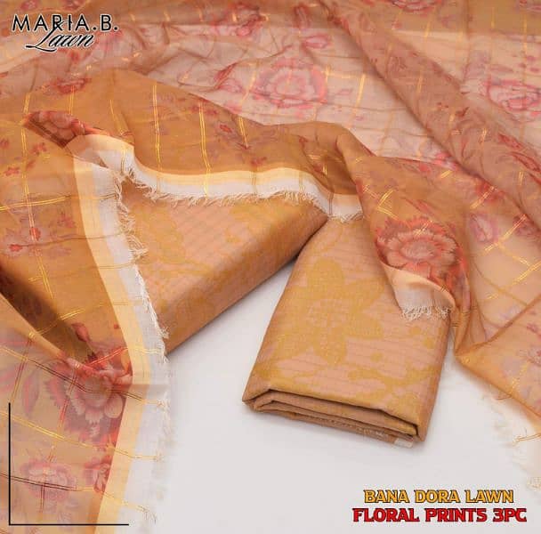 Fabric: Lawn Bandora Silk 3pc *MARIA B* Collection 5
