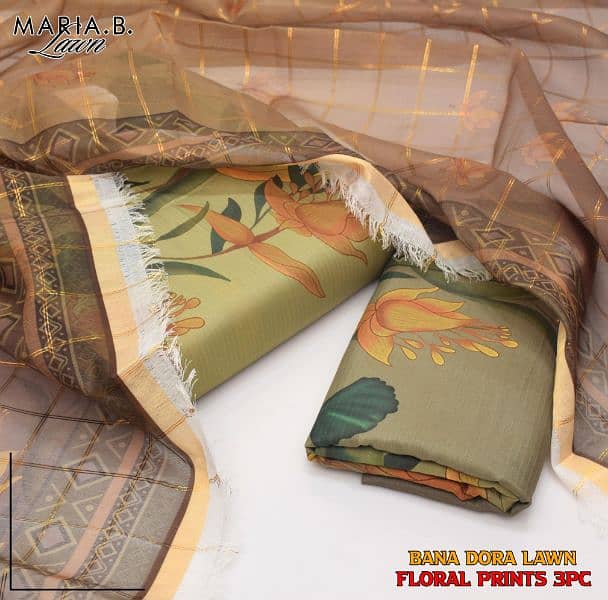 Fabric: Lawn Bandora Silk 3pc *MARIA B* Collection 13