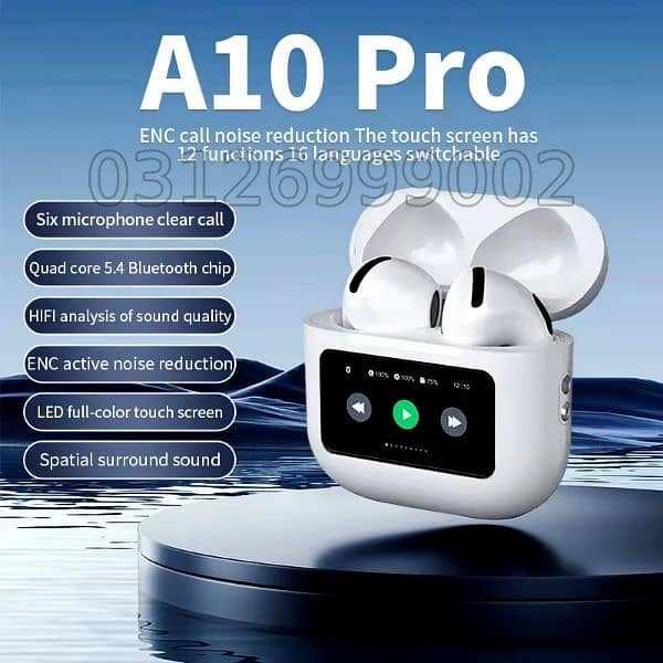 A10 Pro LCD Earbuds (White) 1
