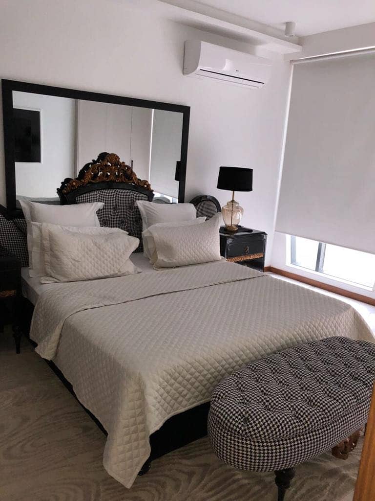 Luxury And Beautiful Prime Location Full Furnished Apartment For Rent In Main Gulberg Lahore Drowning Dining Room Kitchen Tv Lounge Servant Quarter Car Parking With Swimming Pool And Gym 24 Hours Security And Electricity Back Up 28