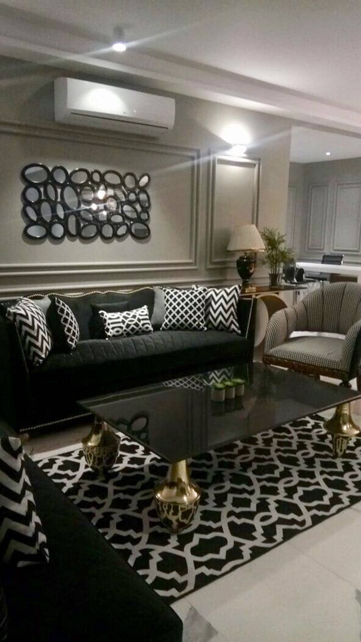 Luxury And Beautiful Prime Location Full Furnished Apartment For Rent In Main Gulberg Lahore Drowning Dining Room Kitchen Tv Lounge Servant Quarter Car Parking With Swimming Pool And Gym 24 Hours Security And Electricity Back Up 30