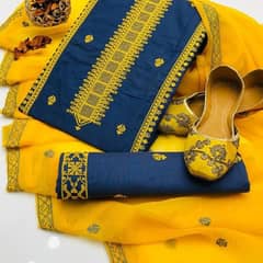 3 Pcs Women's Unstitched Embroidered Suit