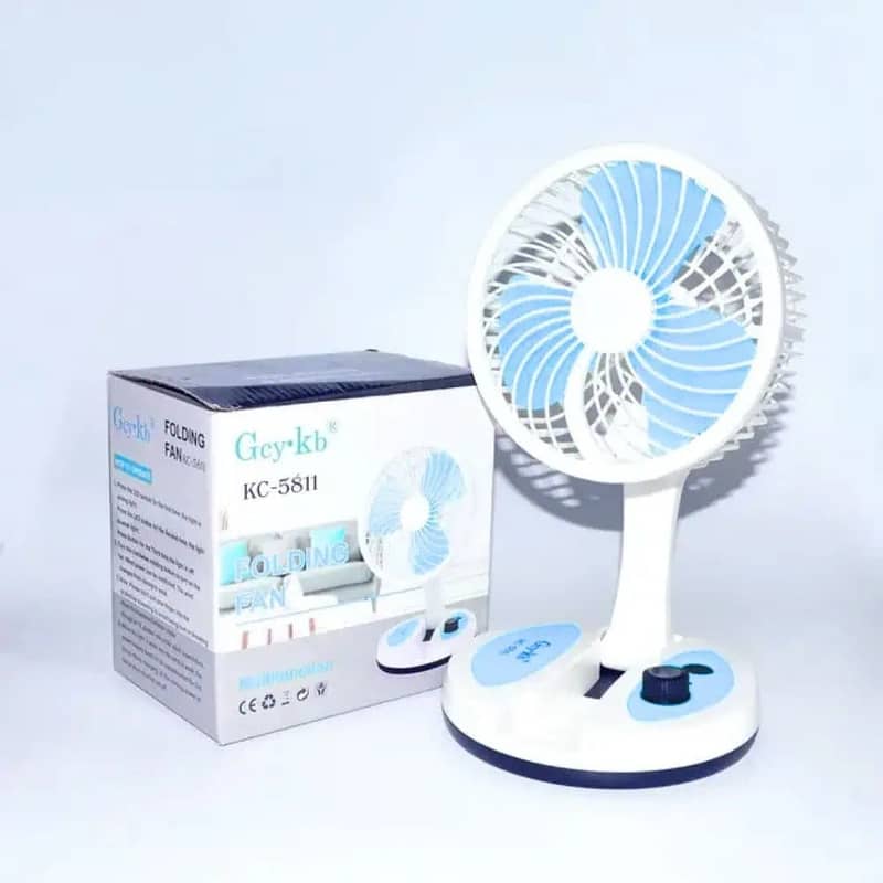 Mini Table shaking head fan  Rechargeable folding FAn with light 5