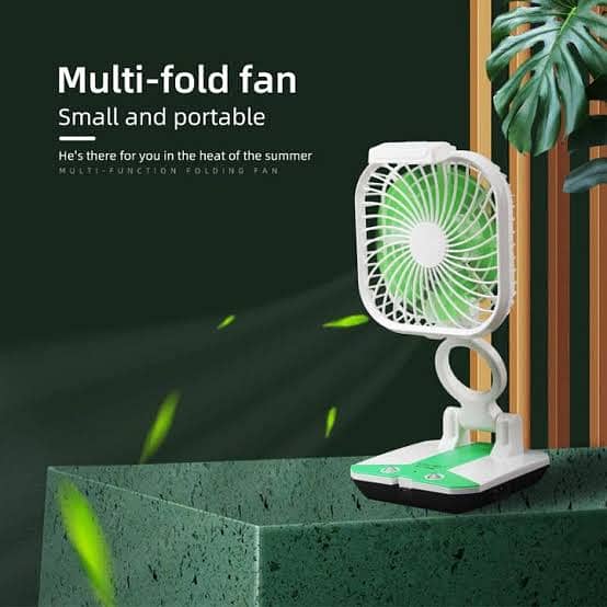 Mini Table shaking head fan  Rechargeable folding FAn with light 9