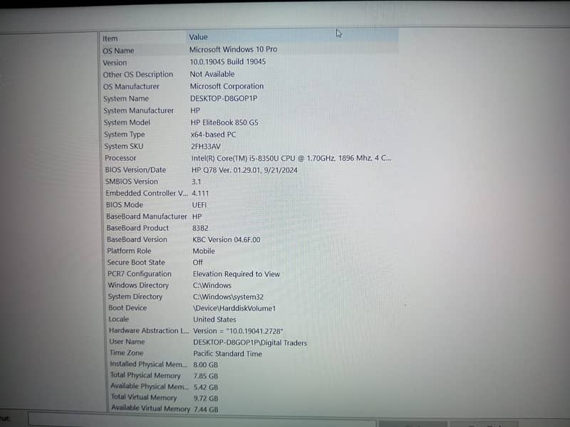 HP 850 G5 Core i5 8th Generation 5