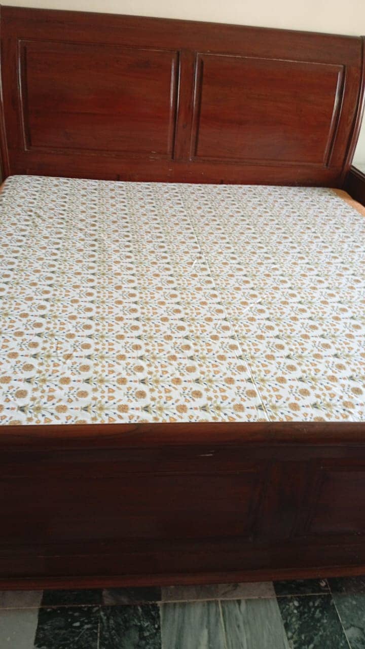 New slightly used wooden Bed with side Table 3