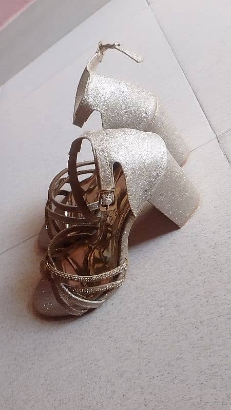 Golden sandals / footwear/ Heel For sale 1