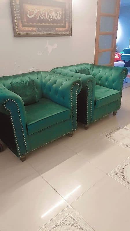 5 seater emerald green sofa set 1