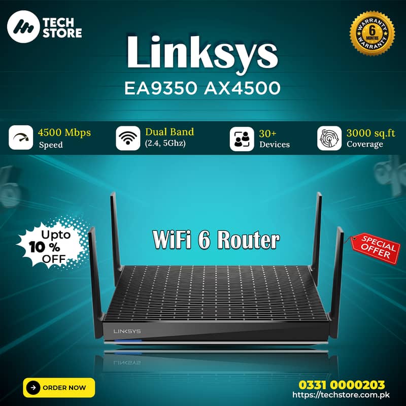 Linksys WiFi 6 Gaming Router EA9350 Dual-Band AX4500 (Renewed) 0