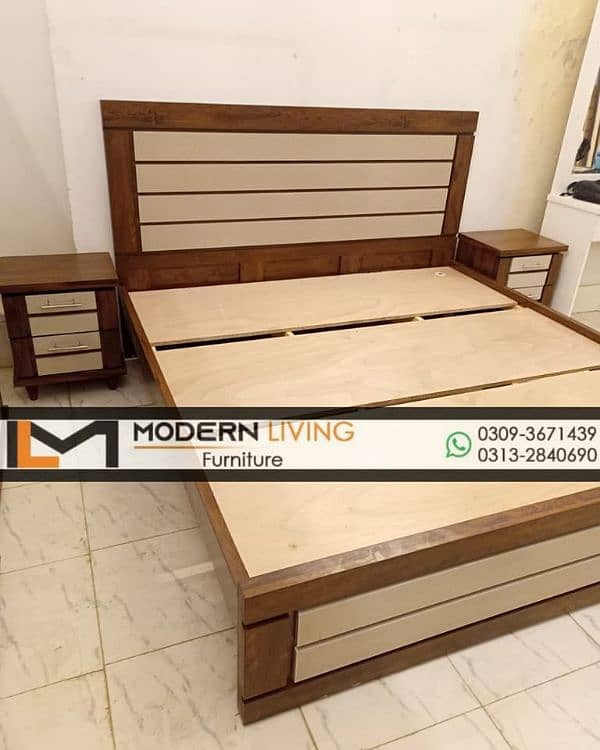 Stylish King size bed with 2 side tables best quality 7