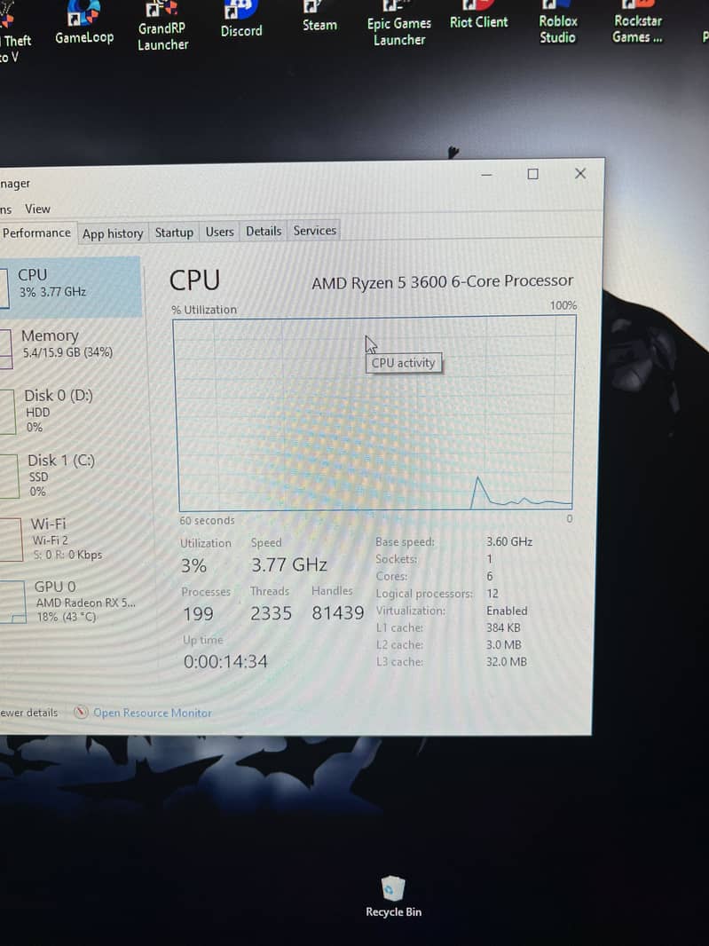 Gaming pc complete setup ryzen 5 3600 6