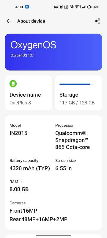 OnePlus 8 - Excellent Condition - 8/128 8