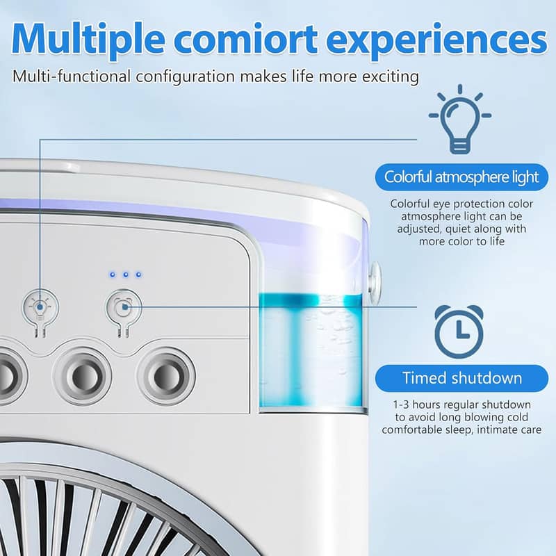 BIG Portable Fan Mini Air Cooler USB Type C Night Light Water Mist Fan 5