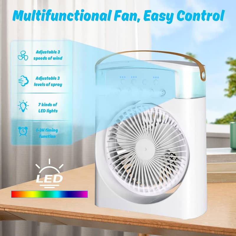 BIG Portable Fan Mini Air Cooler USB Type C Night Light Water Mist Fan 7