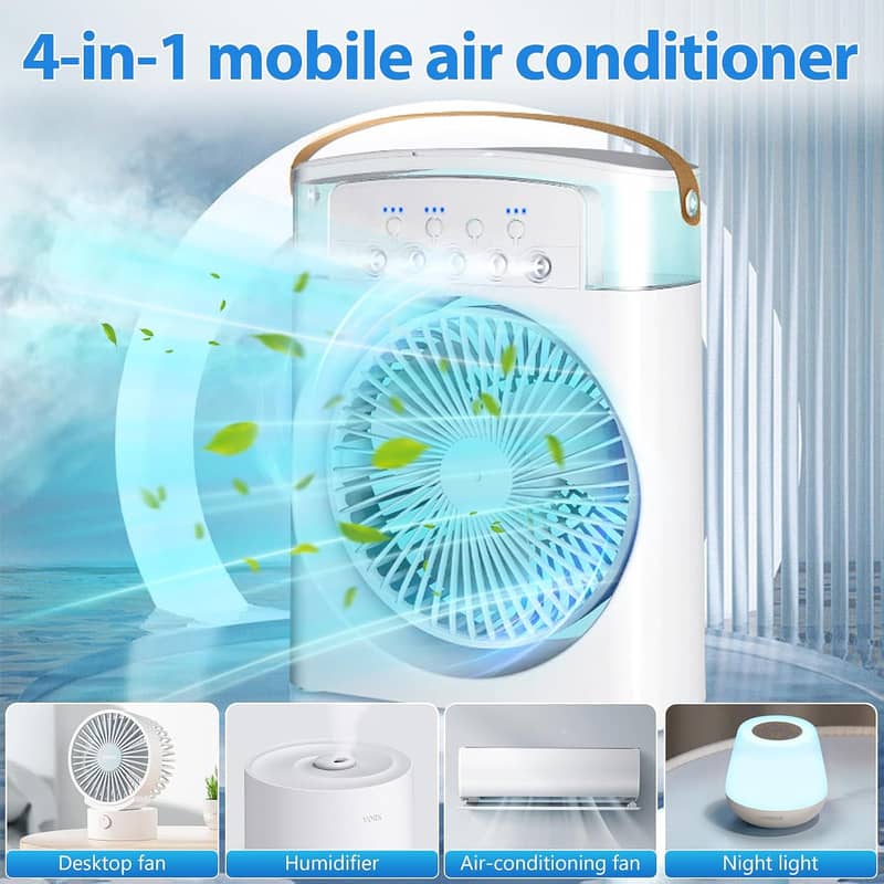 BIG Portable Fan Mini Air Cooler USB Type C Night Light Water Mist Fan 8