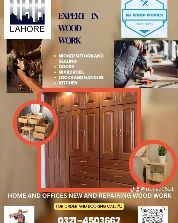 Carpenter services# Wood works# kitchen cabinets# Doors #Locks Fixing. 4