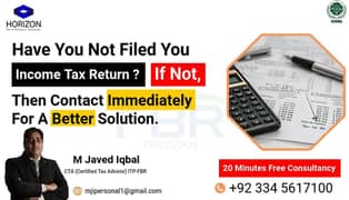 Sales Tax, Income Tax Return, SECP Filing, KPRA, PRA, Tax Consultant