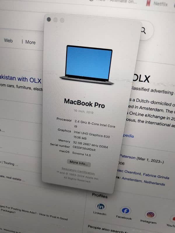 Macbook Pro 2019 | 16 inches | Core i9| 32GB RAM| 512 GB SSD 6