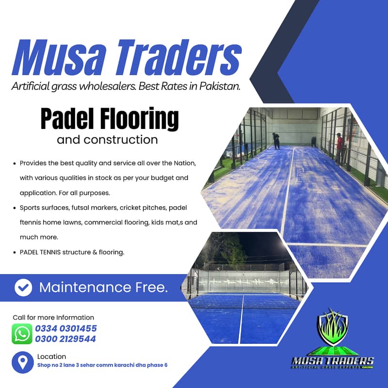 Padel Tennis - Padel Courts - Grass Glooring - Indoor Ground Grass 0