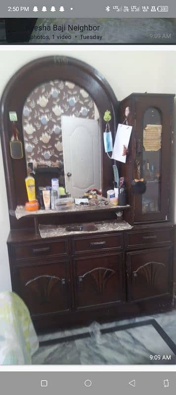 Wooden Double Bed set And Dressing table 2