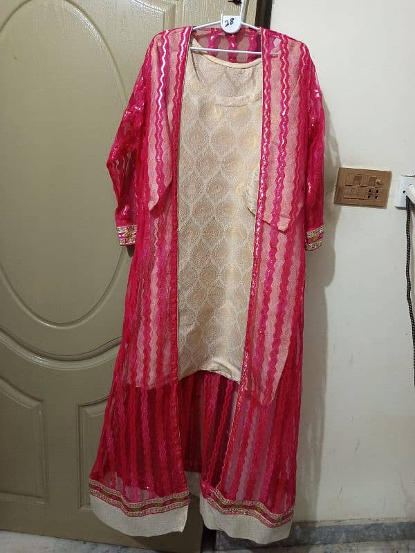 banarsi capri & shirt with net shrug 0