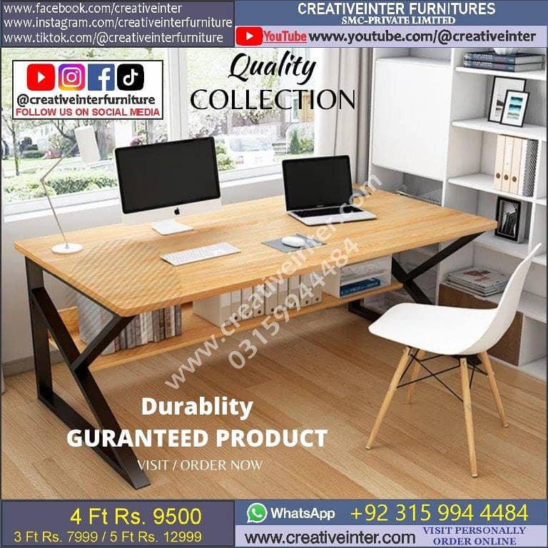Office Table Modern Desktop Computer Desk Gaming PC Laptop Desk Work 9