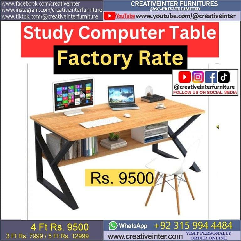 Office Table Modern Desktop Computer Desk Gaming PC Laptop Desk Work 6