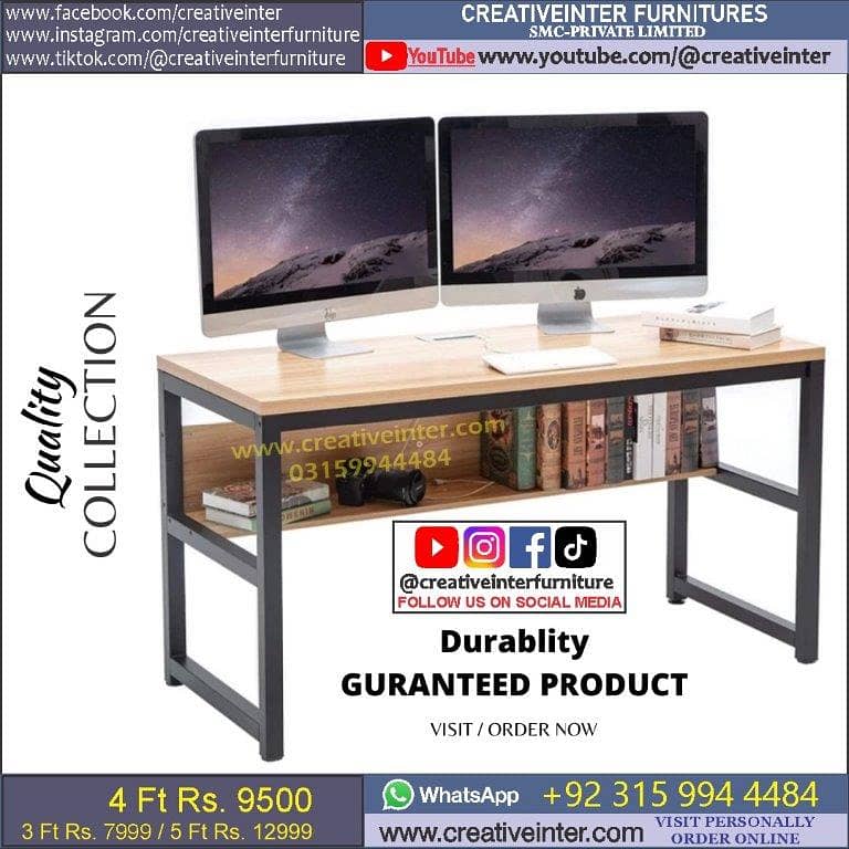 Office Table Modern Desktop Computer Desk Gaming PC Laptop Desk Work 14