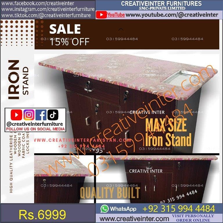 Cupboard Almari Wardrobe set single Dressing Iron Stand mirror 15