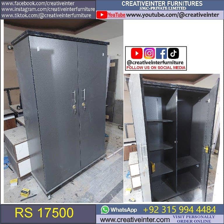 Cupboard Almari Wardrobe set single Dressing Iron Stand mirror 17