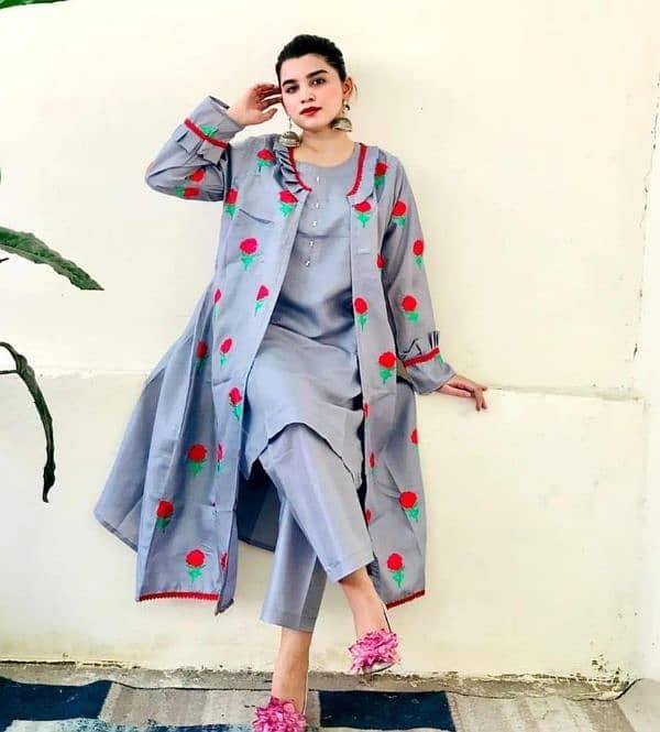 Fabric: SilkShirt With Embroidered Silk Gown 2
