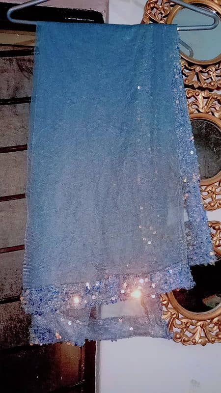 net sitari dress with raw silk trouser 5