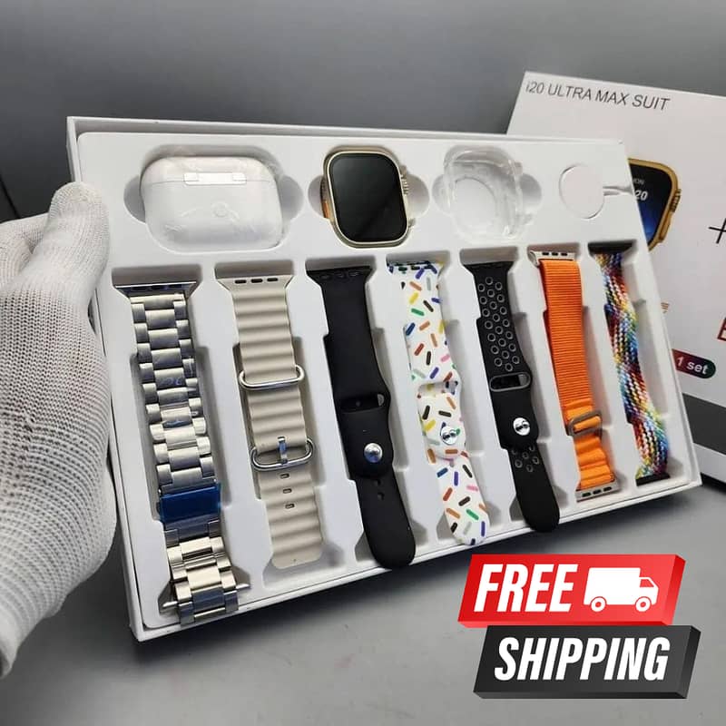 i20 Ultra max Suit Smartwatch 10 in 1, Smart Watch With 7 Straps 2
