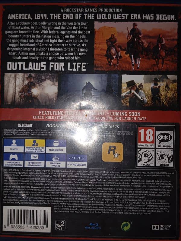 RED DEAD REDEMPTION 2 FOR SALE, RDR2 PS4 AND PS5 COMPATIBLE 5