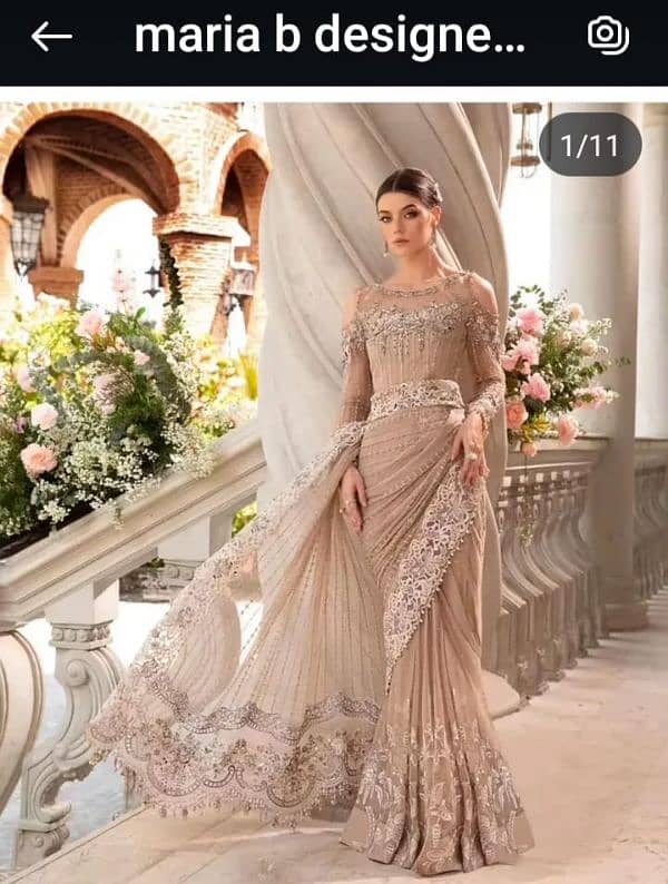 Elegant Designer Embroidered chiffon Saree – Soft Pink with Lace 3