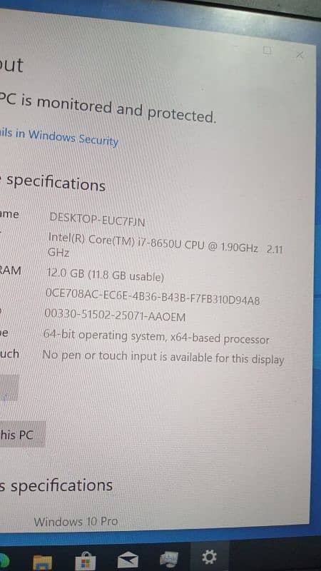 Lenovo Thinkpad core i7 8th gen 10
