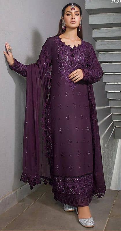 Asim jofa unstitched embroidery suit 0