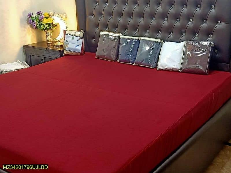 Blue Printed Crystal Cotton Double Bed 3 Pcs Bedsheet Set 0