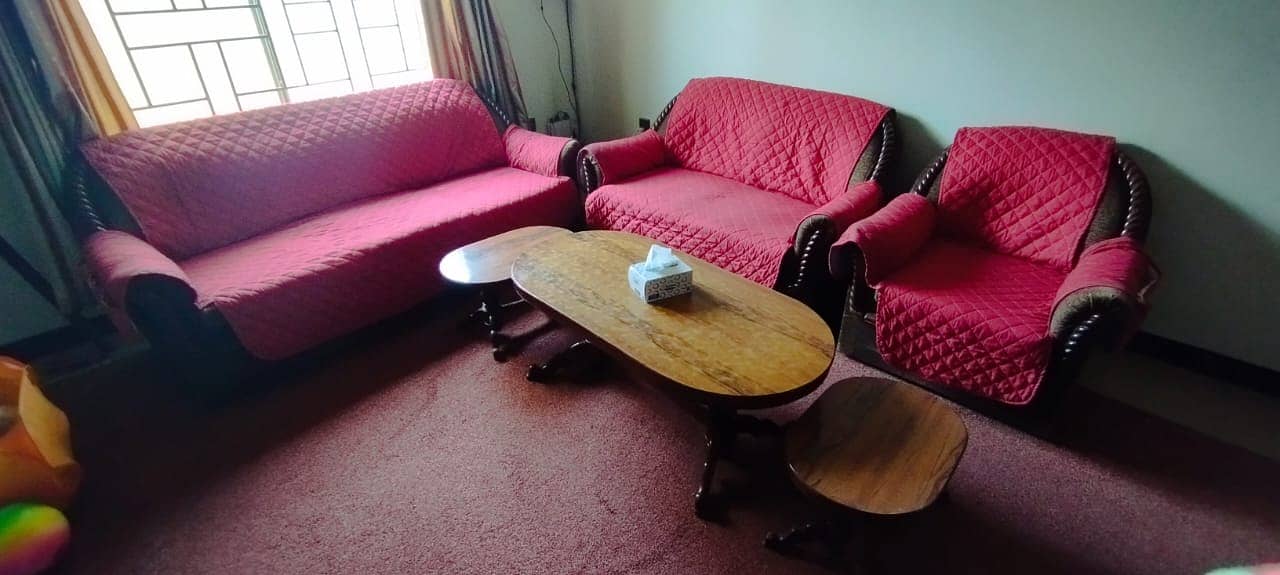 Sheesham Wood, 6 Seater Sofa Set with 3 Tables - FREE Covers Included! 0