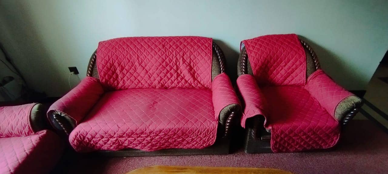 Sheesham Wood, 6 Seater Sofa Set with 3 Tables - FREE Covers Included! 1