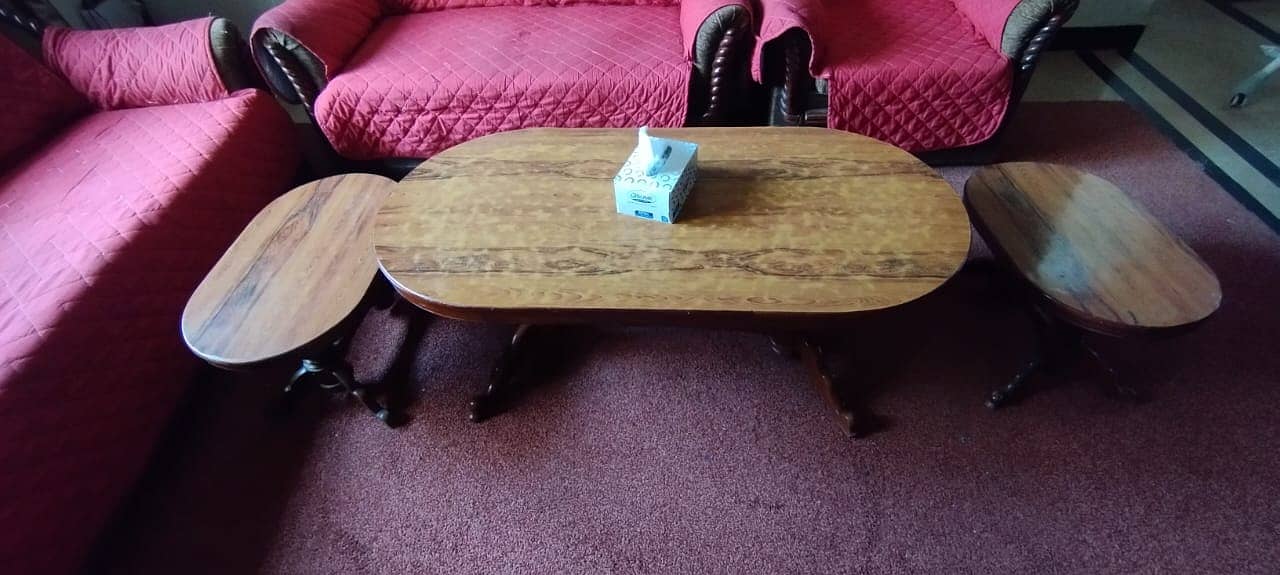Sheesham Wood, 6 Seater Sofa Set with 3 Tables - FREE Covers Included! 3