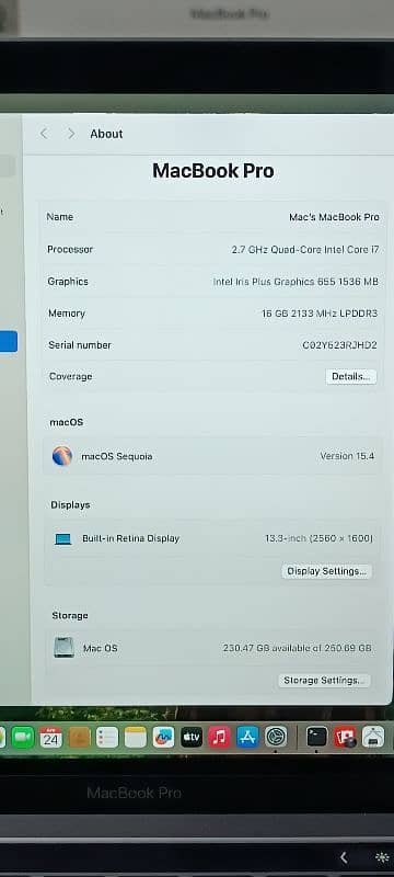 Macbook Pro 2018 13.3" Intel Core i7 16/256 GB Touchbar 5